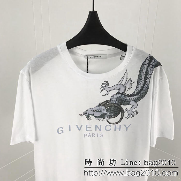 GVC紀梵希 19早春新款 蛟龍印花 雙股絲光棉 男款短袖 ydi1541
